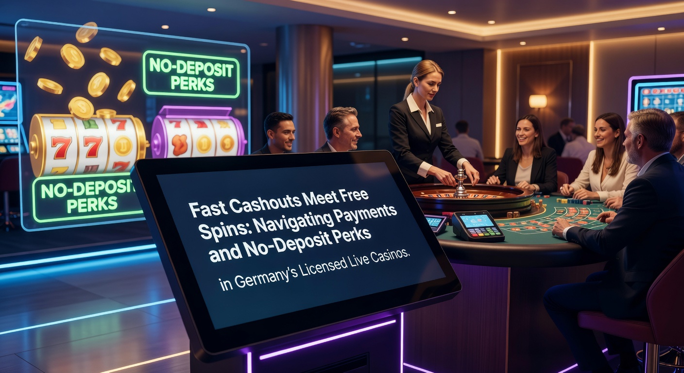 Grafik zeigt dynamische Szene mit schnellen Auszahlungen und drehenden Freispielen in einem modernen Live-Casino-Umfeld
