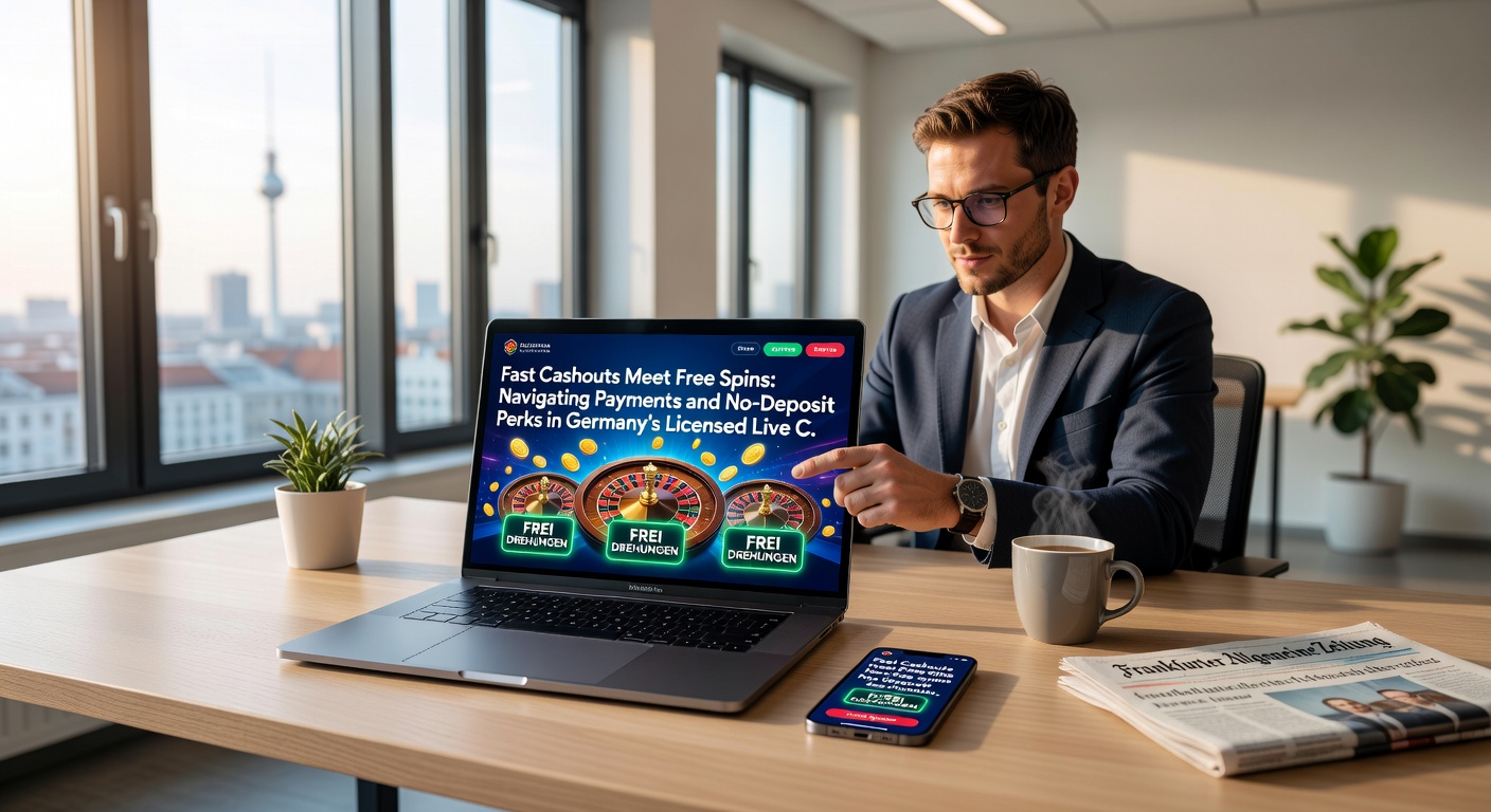 Visuelle Darstellung von Live-Dealer-Aktion mit integrierten Zahlungsoptionen und Freispiel-Boni in einem deutschen Casino