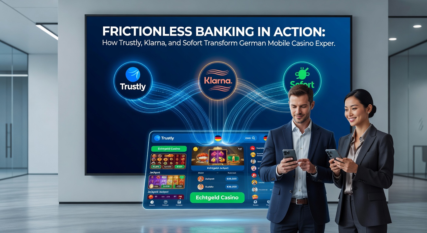 Grafik mit Icons von Klarna, Trustly und Sofort, die schnelle Geldflüsse in einem Mobile-Casino darstellen, inklusive Zeitmessern für Transaktionen