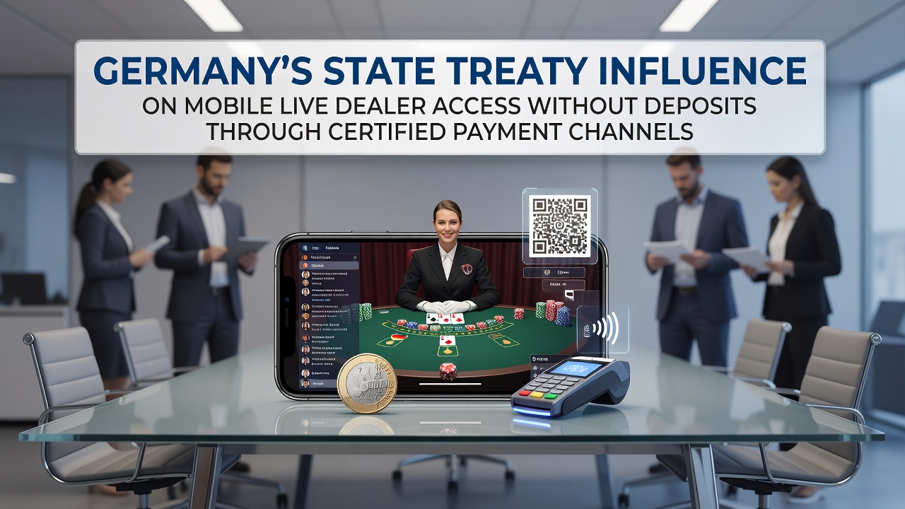 Darstellung des deutschen Glücksspielstaatsvertrags mit Fokus auf mobile Live-Dealer-Plattformen und zertifizierte Zahlungssysteme