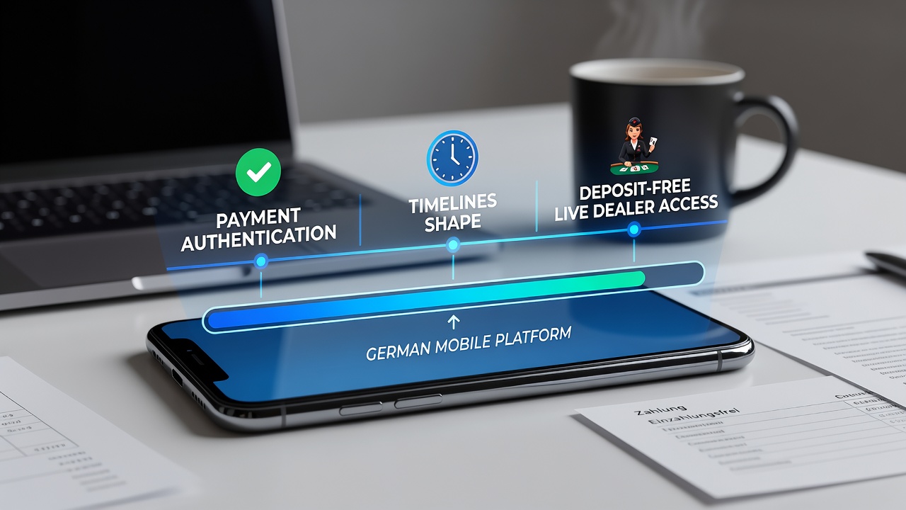 Mobile Casino-Schnittstelle mit Live-Dealer und Zahlungsbestätigung